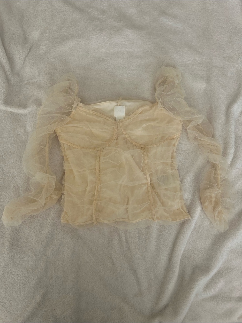 H&M Cream Sheer Tulle Corset Top – Size S